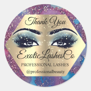 Thank YOU Makeup Artist Eyes Blue Rose Classic Round Sticker