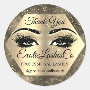 Thank YOU  Makeup Artist Gold LASHES Cleane Classic Round Sticker