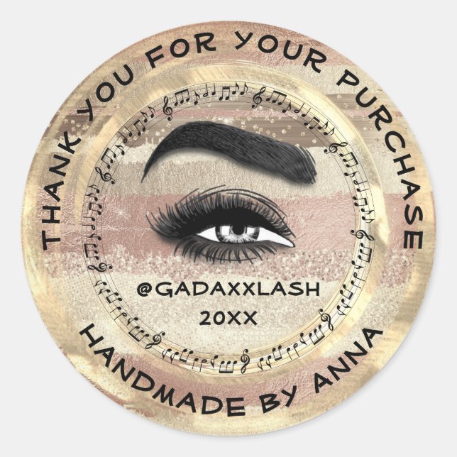 Thank You Makeup Artist Lash Studio Music Brows  Classic Round Sticker (Front)