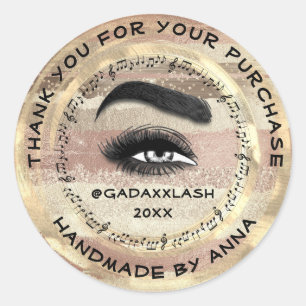 Thank You Makeup Artist Lash Studio Music Brows Classic Round Sticker