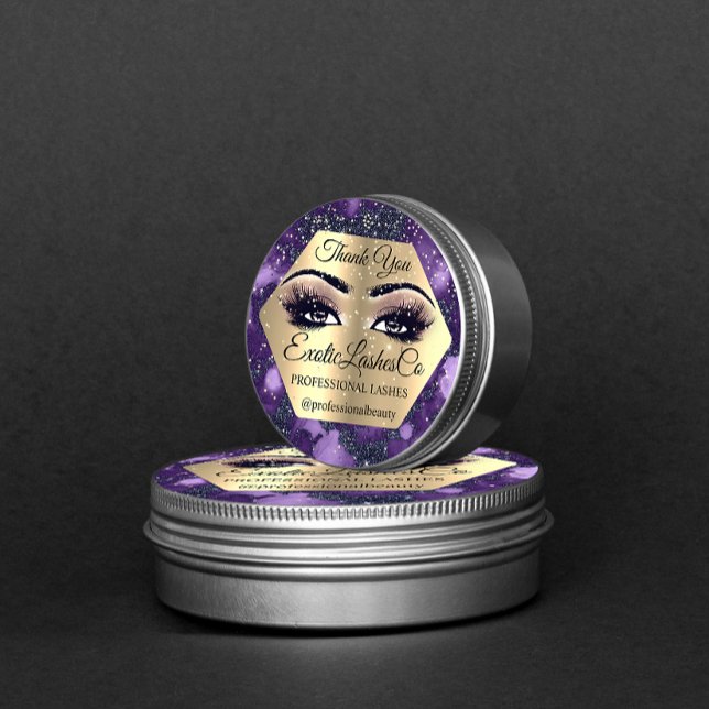 Thank YOU  Makeup Artist  Purple Rose Eyelashes Classic Round Sticker (Creator Uploaded)