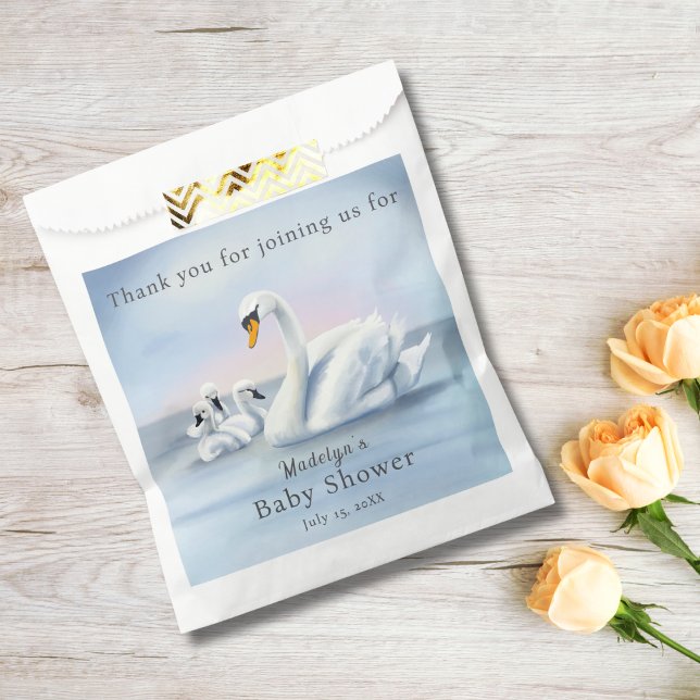 Thank You Mama Swan With Babies Baby Shower Favour Bag (Creator Uploaded)