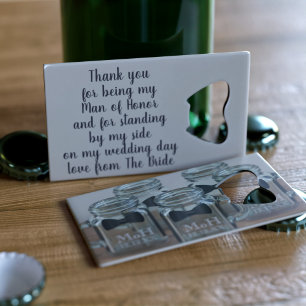 Thank You Man of Honour Credit Card Bottle Opener