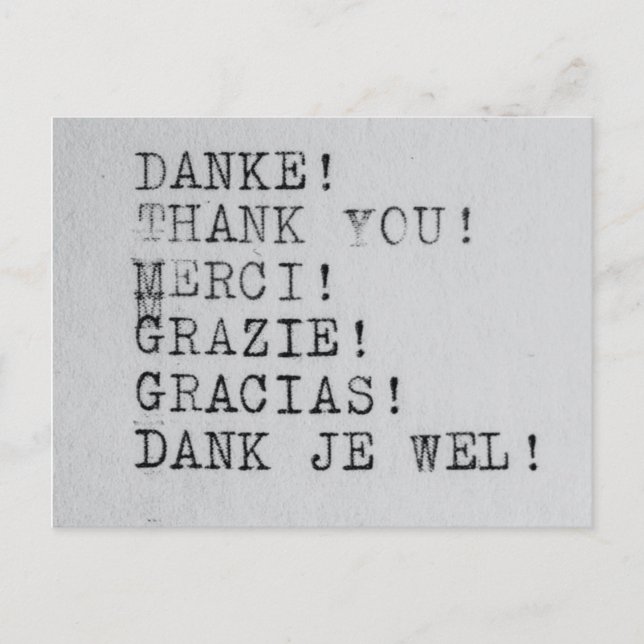 Thank you Many Languages Postcard (Front)