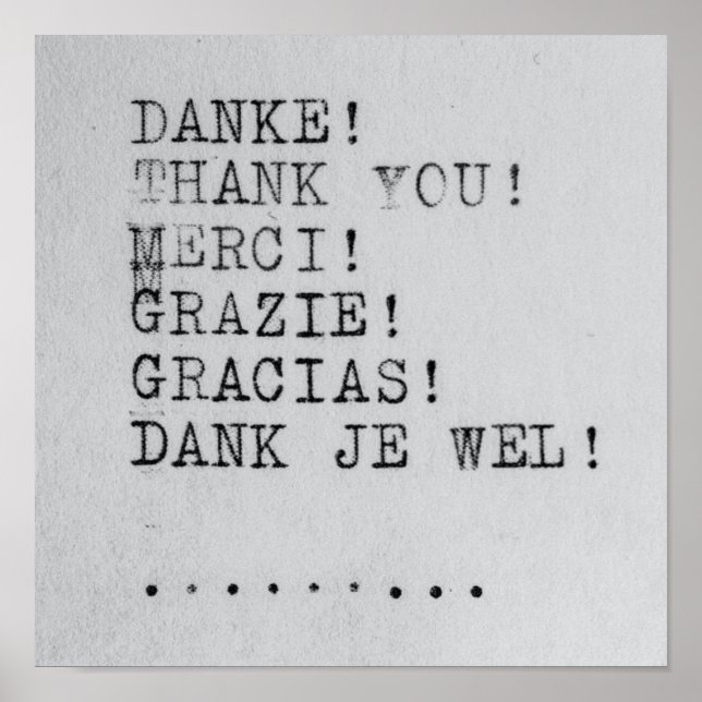 Thank you Many Languages Poster (Front)