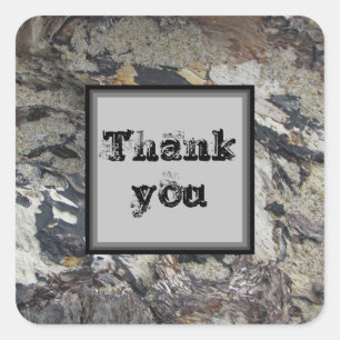 Thank You Marbled Driftwood Nature Appreciation Square Sticker