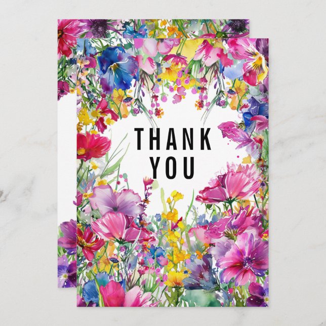 🌹🌻Thank YOU Meadow Blooms Collection Thank You Card (Front/Back)