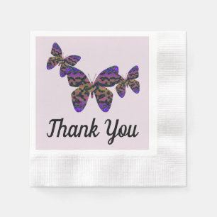Thank You Meal Colourful Butterflies Appreciation Napkin
