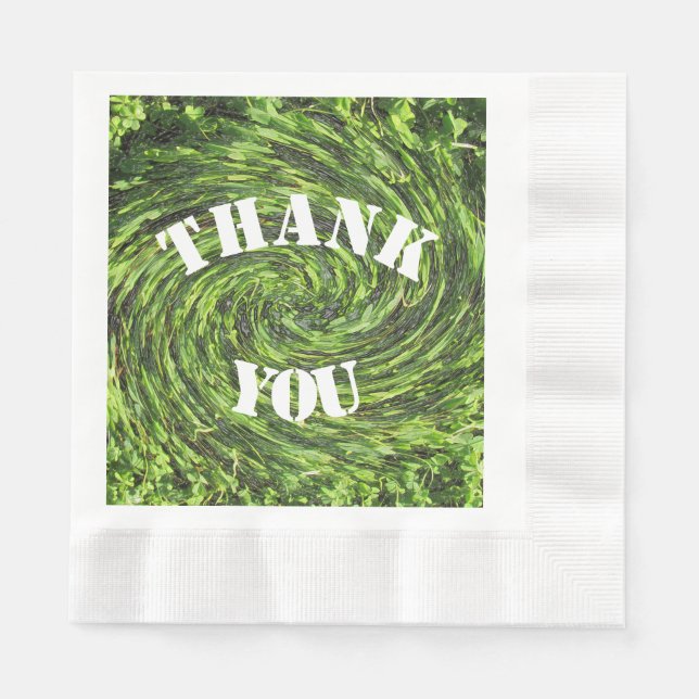 Thank You Meal Green Swirl Abstract Appreciation Napkin (Front)