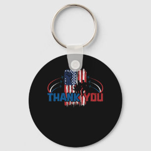 Thank You Memorial Day Partiotic Military Veteran Key Ring