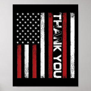 Thank You Memorial Day Retro American Flag Salute Poster