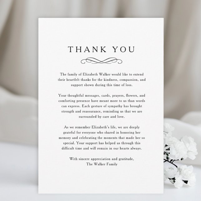 Thank you - Memorial Funeral White Card (Thank you - Memorial Funeral White Card)