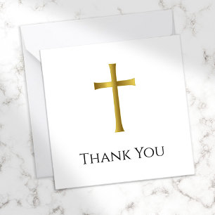 Thank You Memorial Gold Cross Funeral Compact Card