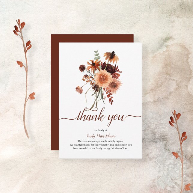 Thank You Memorial Rustic Terracotta card (Creator Uploaded)