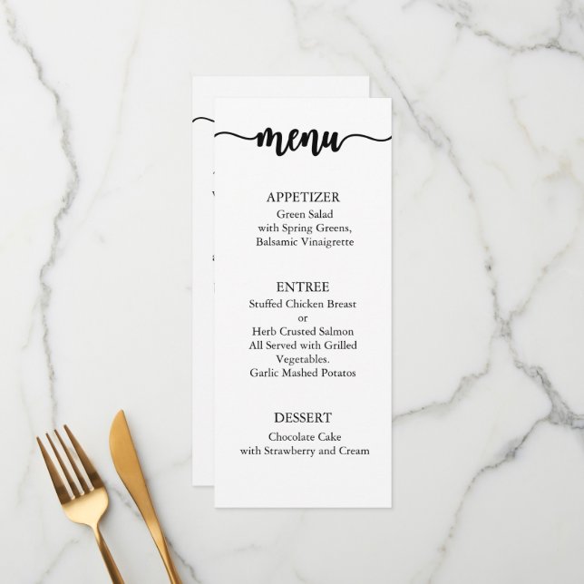 Thank You Menu Card, Reception Menu Thank You (Front/Back In Situ)