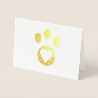 Thank You Meowy Cat Paw Heart Cute Personalise Foil Card