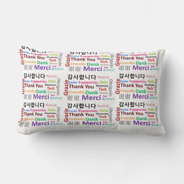 Thank You, Merci, Dank Lumbar Cushion (Front)