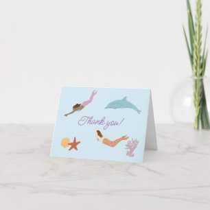 Thank you mermaid birthday cards 