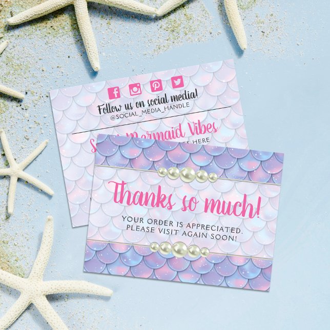 Thank You Mermaid Tail Scale & Pearl Boutique Shop Postcard (Creator Uploaded)