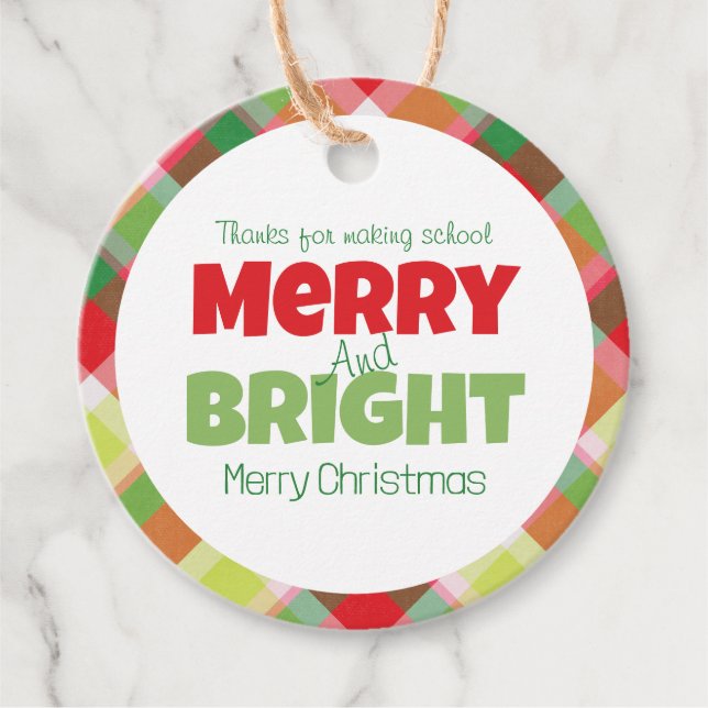 Thank You Merry and Bright Teacher Gift Tag (Front)