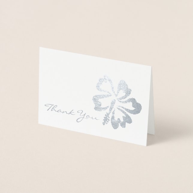 Thank You Metallic Tropical Island Hibiscus Flower Foil Card (Front)