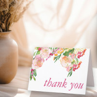 Thank You Mexican Fiesta Flowers Black Folded Card