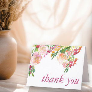 Thank You Mexican Fiesta Flowers Black Folded Card