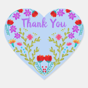 Thank You Mexican Light Blue Quinceanera Party Heart Sticker