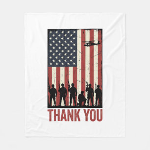 Thank You Military American Flag Shirt Design_1 Fleece Blanket