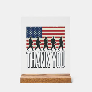 Thank You Military Flag Silhouette Vintage Shirt D Acrylic Sign