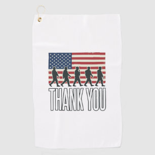 Thank You Military Flag Silhouette Vintage Shirt D Golf Towel