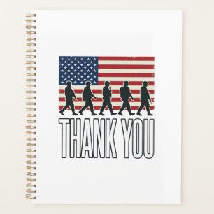 Thank You Military Flag Silhouette Vintage Shirt D Planner
