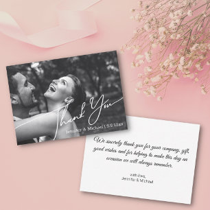 thank you minimal wedding photo black&white card