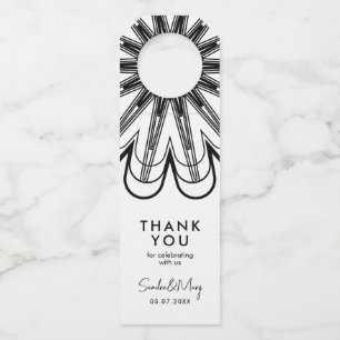 Thank you minimalist black and white flower bottle tag
