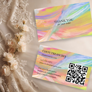 THANK YOU Minimalist Rainbow Textured Colourful Business Card