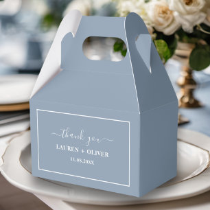 Thank You Minimalist Wedding   Dusty Blue Favour Box