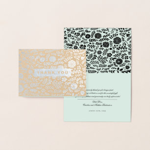 Thank You. Mint Black Real Foil Wedding Cards