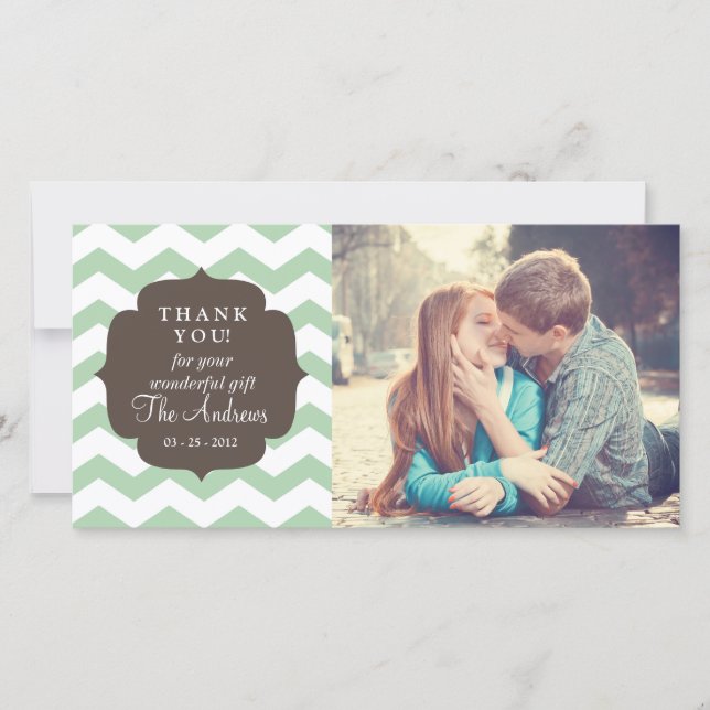 Thank You Mint Chevron Stripes Card (Front)