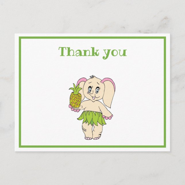Thank You Mint  Floral Pinapple And Elephant Postcard (Front)