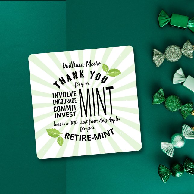 thank you mint retirement involvement commitment   square sticker (Creator Uploaded)