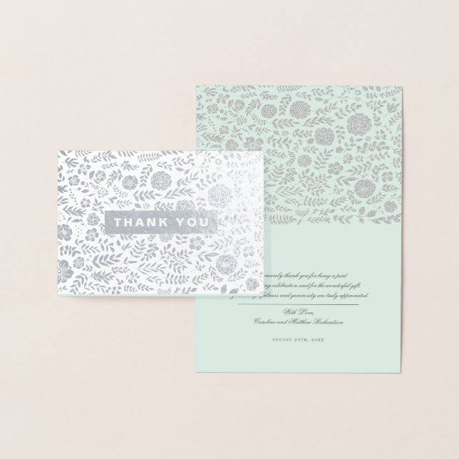 Thank You. Mint Silver Wedding  Foil Card (Display)