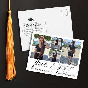 thank you modern 4 photo collage graduation postcard