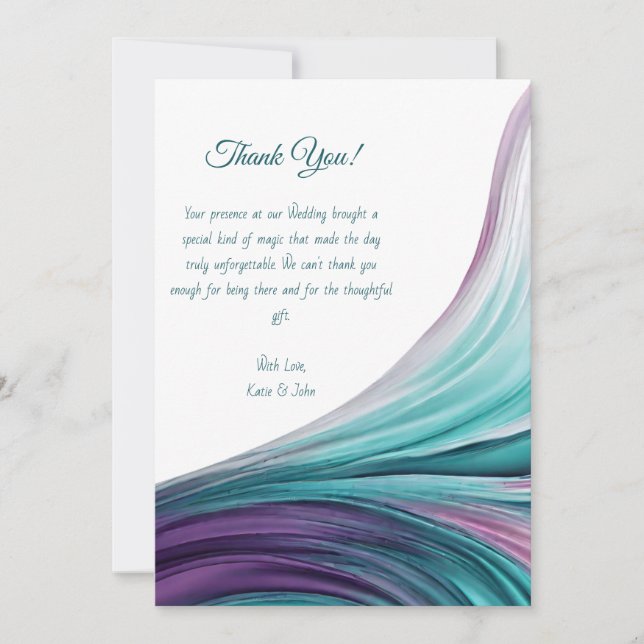 Thank You-Modern Abstract -Purple and Teal- Invitation (Front)
