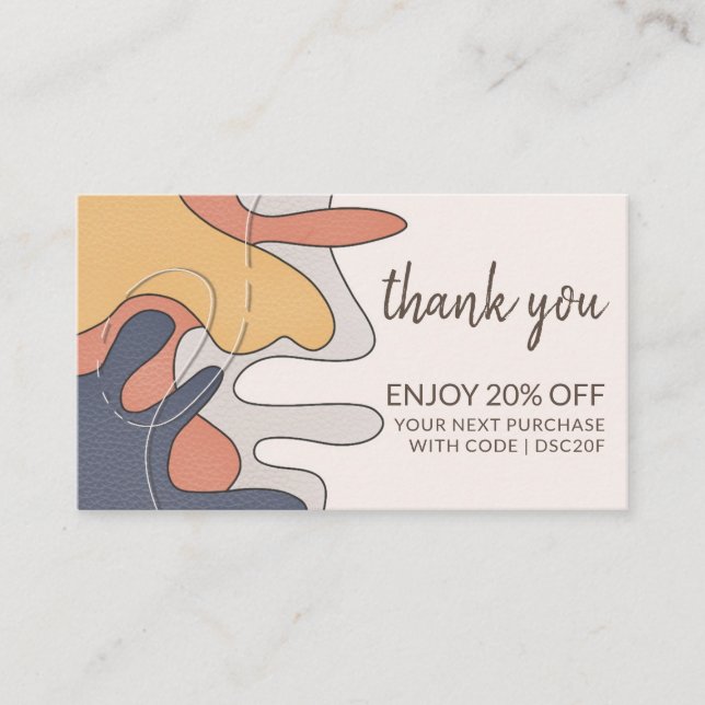 Thank You Modern Boho Store Business Discount Card (Front)