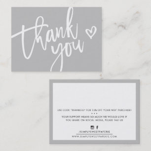 THANK YOU modern business insert tag discount grey