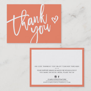 THANK YOU modern business insert tag peach orange