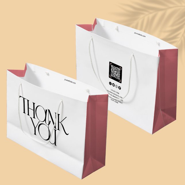 Thank You Modern Business | QR Code Pink Large Gift Bag (Creator Uploaded)