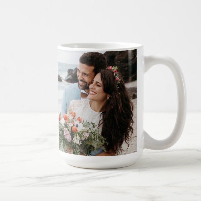 thank you modern calligraphy wedding day photo  coffee mug (Right)