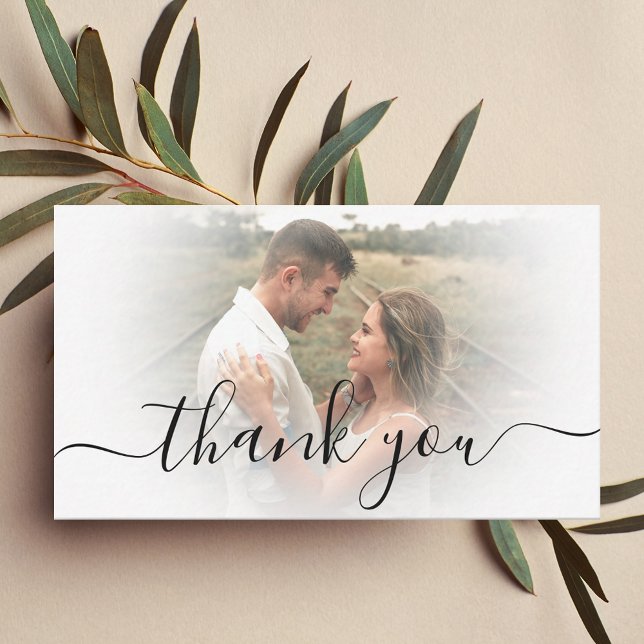 thank you modern calligraphy wedding photo card (Creator Uploaded)
