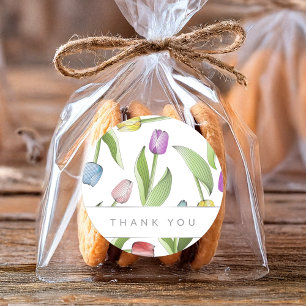 Thank You Modern Colourful Tulip Classic Round Sticker